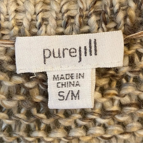 Pure Jill Womens Sweater Vest Small Med Kimono Beige Knit Cardigan Wool Alpaca - Picture 3 of 10